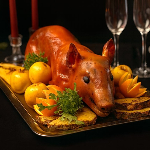 Cepts pildīts sivēns ar griķiem un baravikām (~5kg)