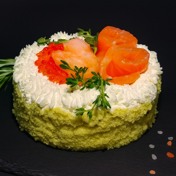 Laša-garneļu torte ar foreles ikriem, 650g