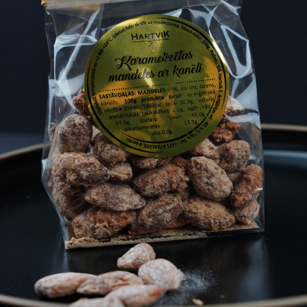 Karamelizētas mandeles ar kanēli, 100g