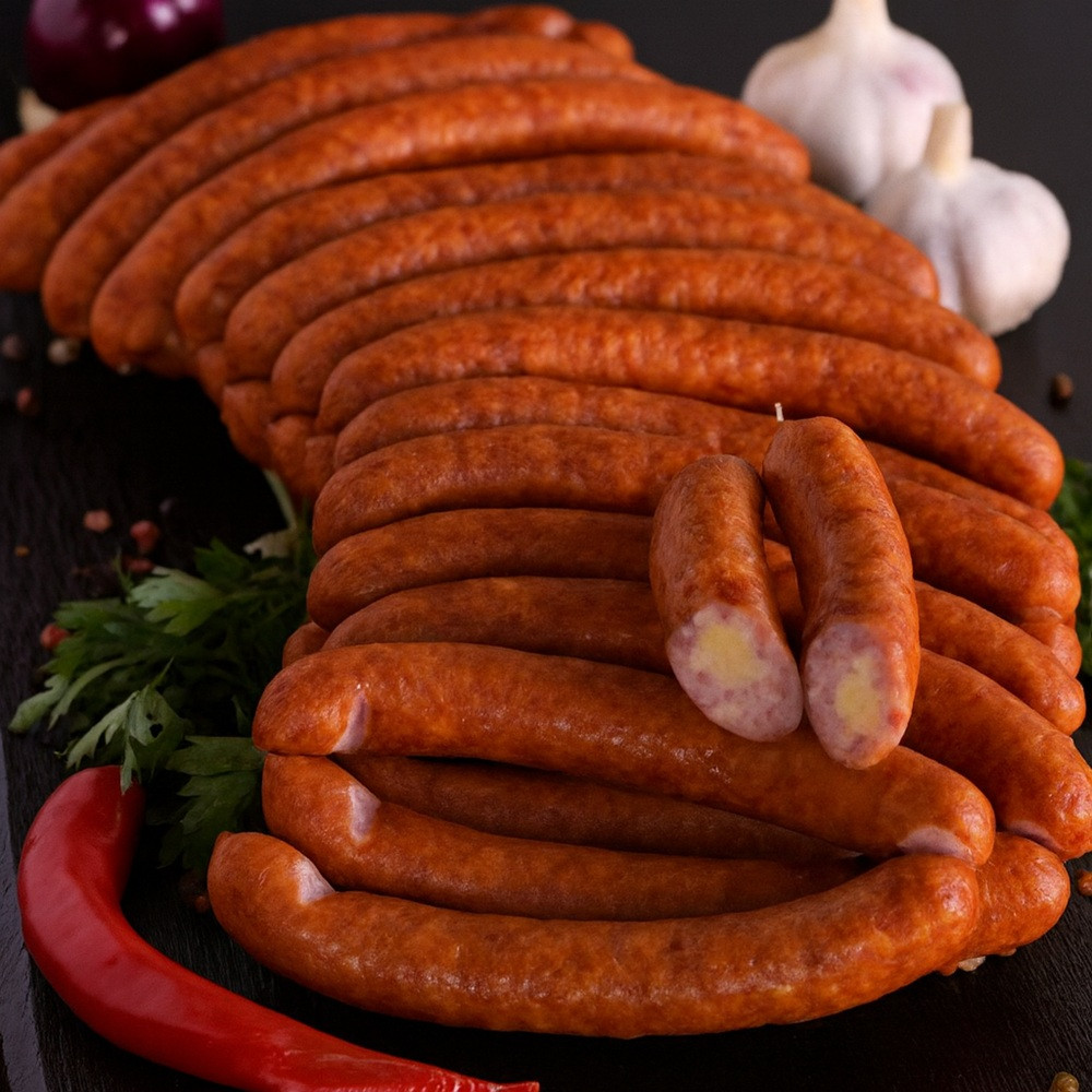 Pusžāvētās desiņas ar sieru