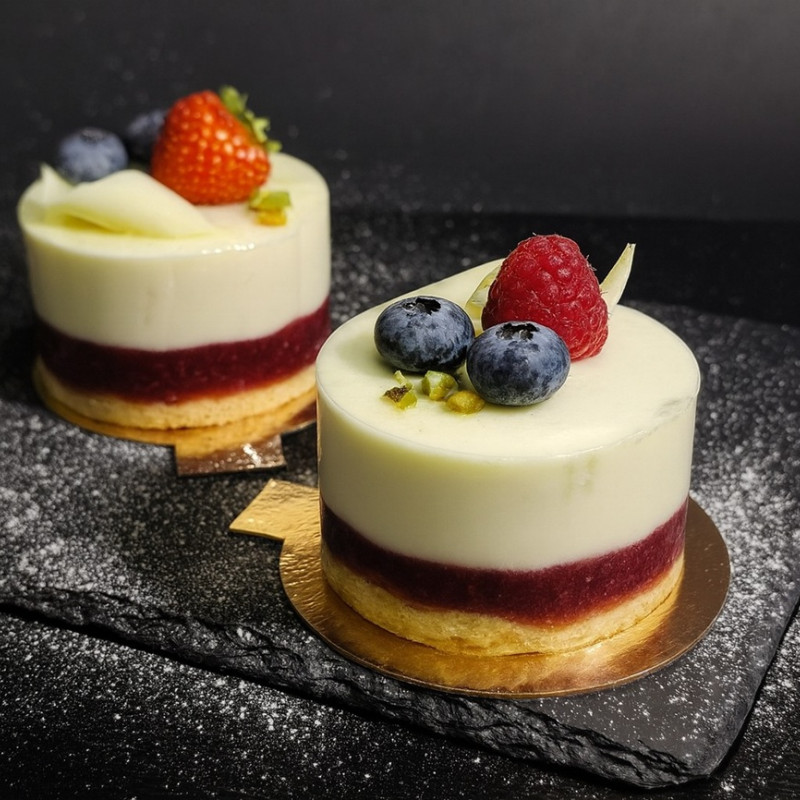 Пирожное с малиной и маскарпоне