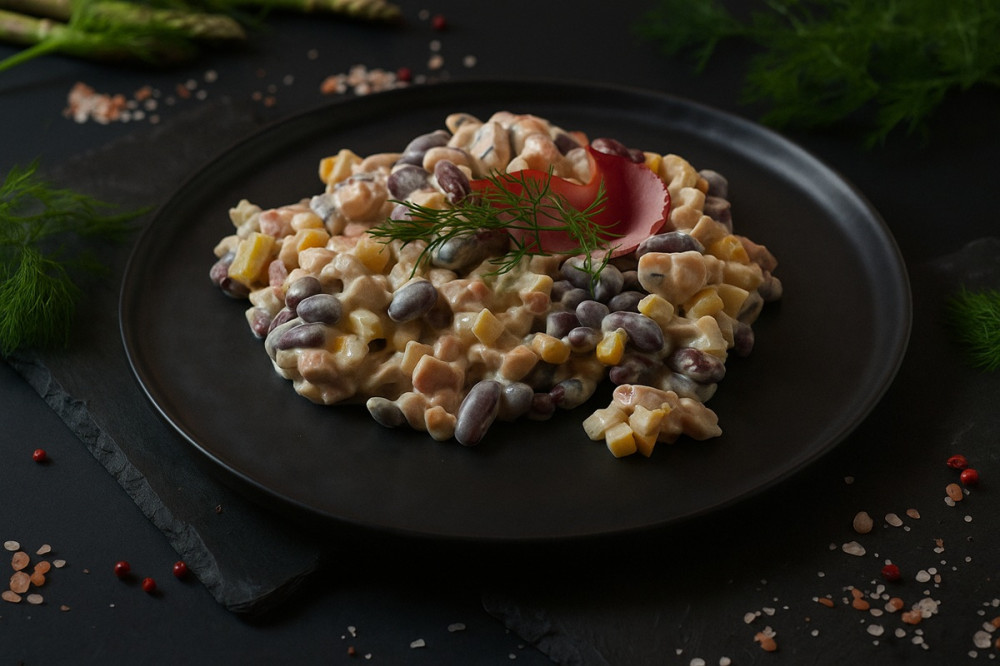 Pupiņu salāti ar kūpinātu cāļa ruleti (250g)