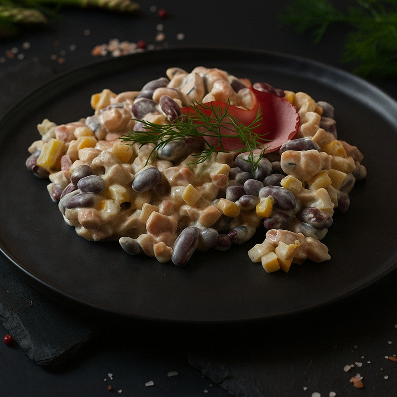 Pupiņu salāti ar kūpinātu cāļa ruleti (250g)