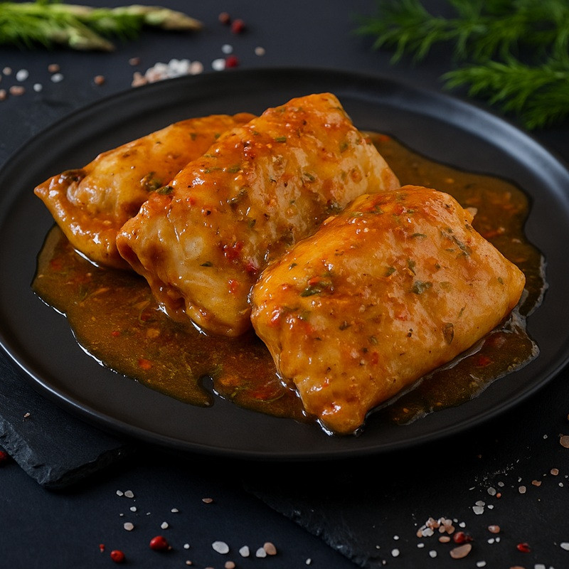 Kāpostu tīteņi ar liellopu gaļu dārzeņu mērcē, 600g