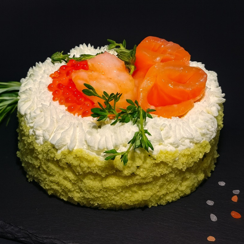 Laša-garneļu torte ar foreles ikriem, 650g