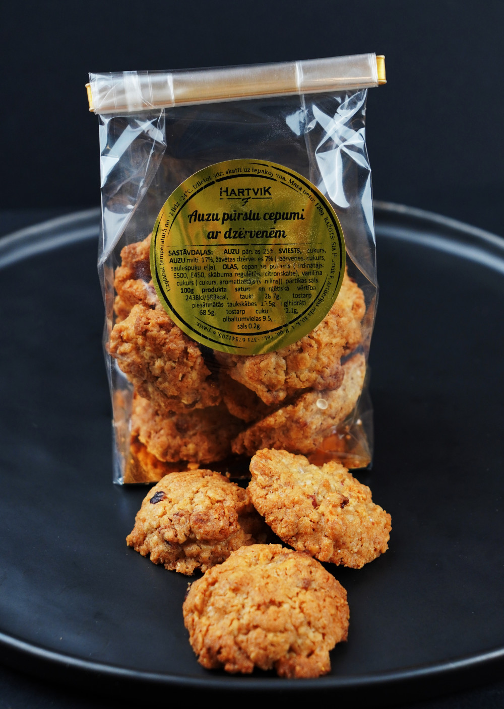 Auzu pārslu cepumi ar dzērvenēm, 120g